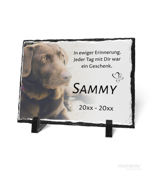 Abbildung Gedenktafel für Tiere Hund aus Schiefer 15x20