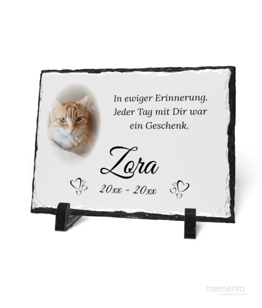 Abbildung Gedenktafel für Tiere Katze aus Schiefer 15x20
