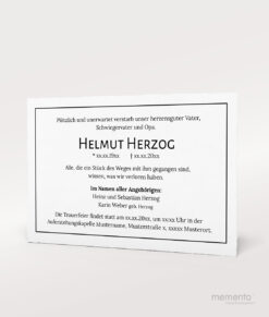 Produktbild Büttenpapier Trauerkarte mit schwarzer Rand Einzelkarte