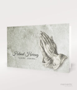 Produktbild Trauerkarte Betende Hände Querformat