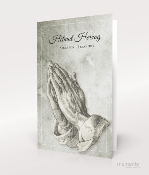Produktbild Trauerkarte Betende Hände Hochformat