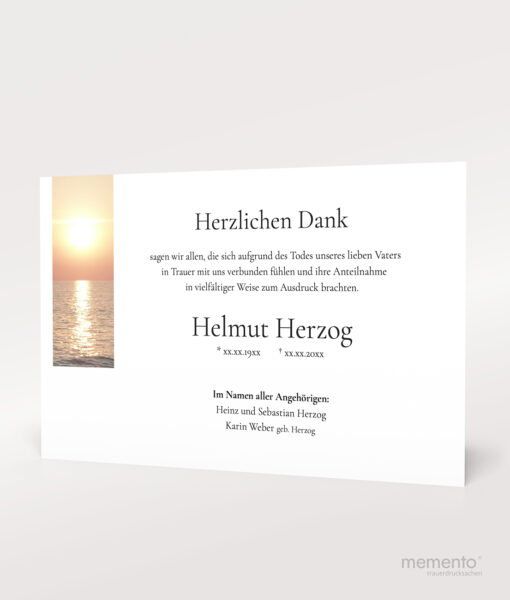 Produktbild Danksagung Trauer Sonnenuntergang am Meer Einzelkarte