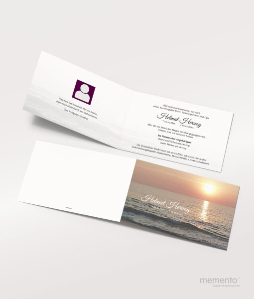 Produktbild Trauerkarte Sonnenuntergang am Meer Querformat Innenseite